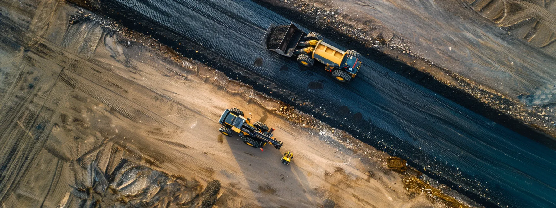 a construction site bustling with activity showcases skilled workers operating heavy machinery to meticulously grade and shape a freshly laid asphalt road, emphasizing the precision and importance of creating a stable foundation for long-lasting pavement.