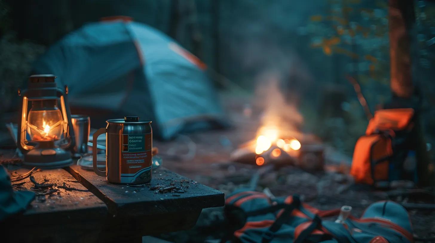 a cozy camping setup showcases a steaming cup of papau new guinea wolf instant coffee perched on a rugged wooden table, surrounded by essential outdoor gear, illuminated by warm campfire light, highlighting the perfect blend of convenience and adventure for outdoor enthusiasts. a cozy camping setup showcases a steaming cup of papau new guinea wolf instant coffee perched on a rugged wooden table, surrounded by essential outdoor gear, illuminated by warm campfire light, highlighting the perfect blend of convenience and adventure for outdoor enthusiasts.