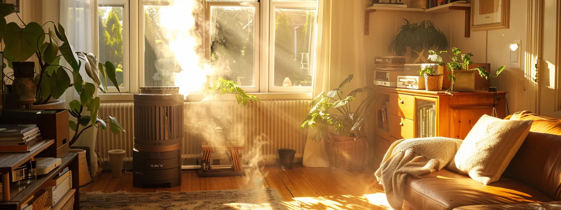 a cozy newark living room, bathed in warm golden light, showcases a well-maintained furnace with inviting, steam-filled air subtly rising, symbolizing comfort and efficient heating in a serene, homey atmosphere. a cozy newark living room, bathed in warm golden light, showcases a well-maintained furnace with inviting, steam-filled air subtly rising, symbolizing comfort and efficient heating in a serene, homey atmosphere.