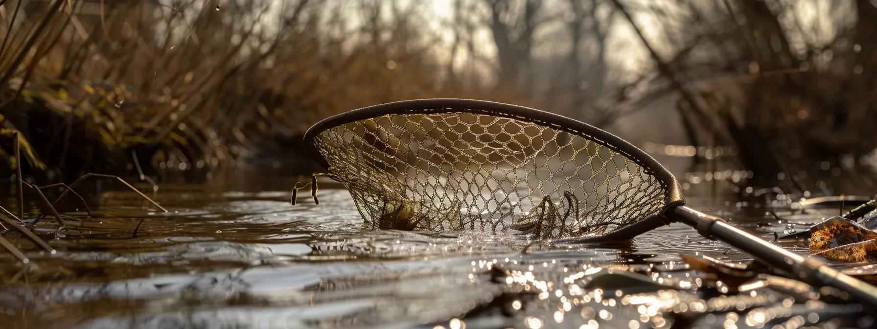 a customized landing net with adjustable handle length and added accessories for optimal fishing performance. a customized landing net with adjustable handle length and added accessories for optimal fishing performance.