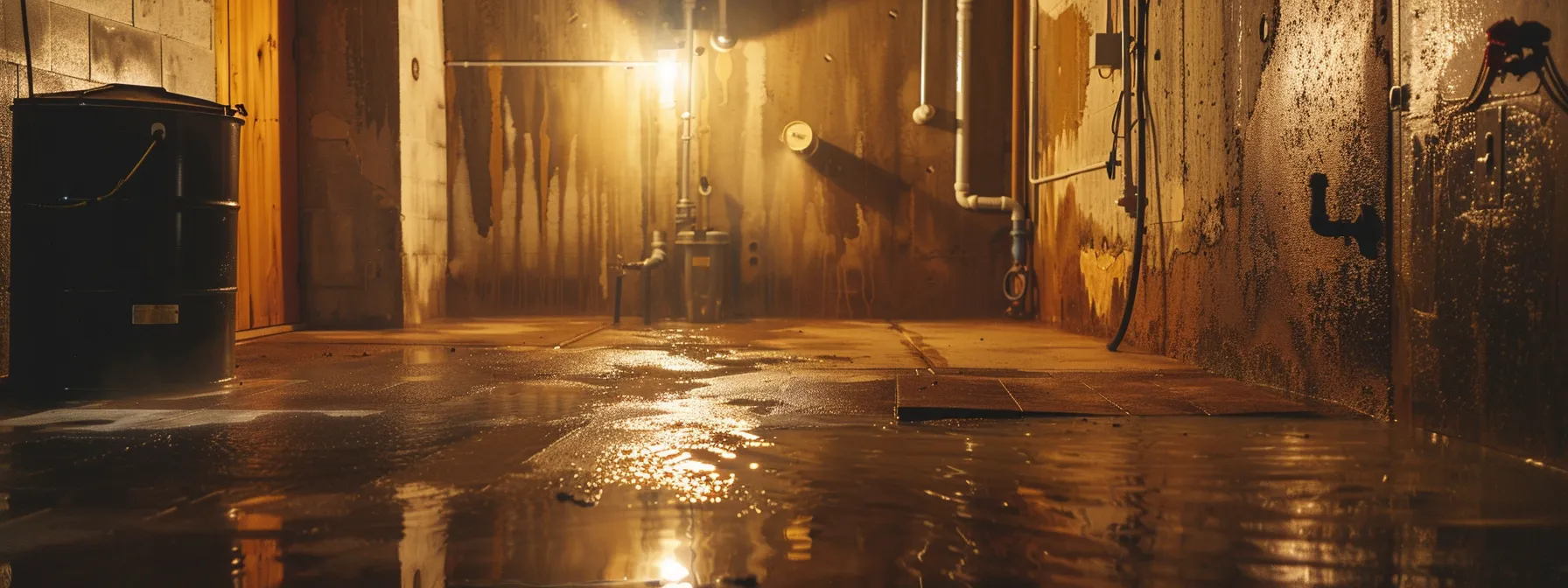 a dimly lit basement showcases advanced waterproofing techniques, featuring sleek sump pumps and glistening sealed concrete, set against a backdrop of rainwater cascading outside, symbolizing the battle against moisture infiltration. a dimly lit basement showcases advanced waterproofing techniques, featuring sleek sump pumps and glistening sealed concrete, set against a backdrop of rainwater cascading outside, symbolizing the battle against moisture infiltration.