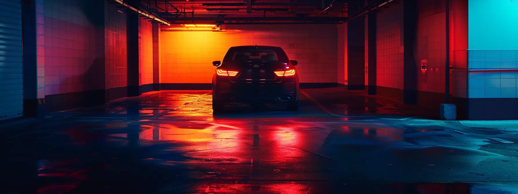 a dimly lit urban garage features a close-up view of a car's illuminated headlights and taillights, highlighting the stark contrast between their bright functionality and the surrounding shadows, symbolizing the critical importance of proper lighting for vehicle safety and compliance. a dimly lit urban garage features a close-up view of a car's illuminated headlights and taillights, highlighting the stark contrast between their bright functionality and the surrounding shadows, symbolizing the critical importance of proper lighting for vehicle safety and compliance.
