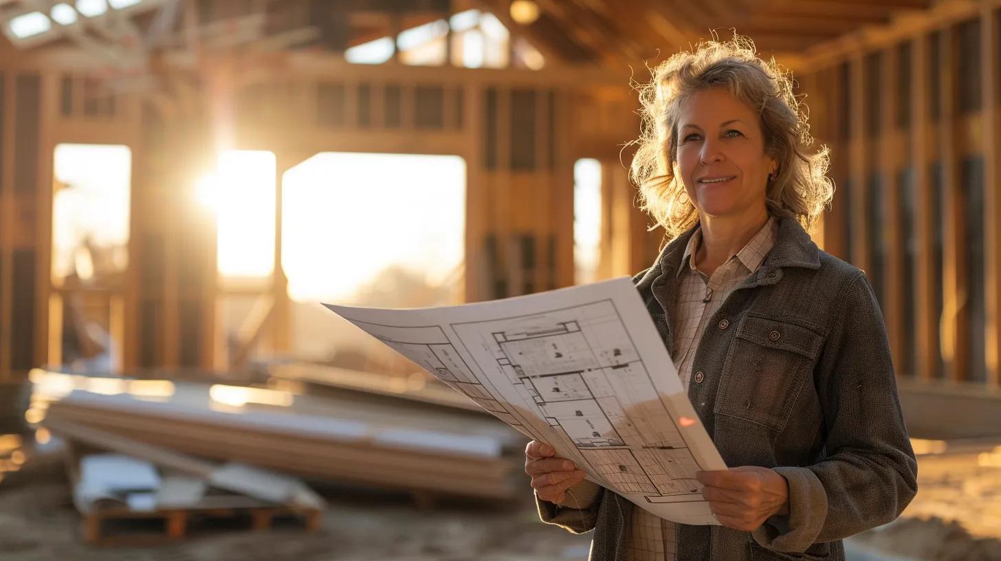 a discerning homeowner stands confidently at a construction site, weighing the advantages of licensed over unlicensed contractors, with building plans in hand amid a backdrop of half-finished renovations bathed in warm afternoon light. a discerning homeowner stands confidently at a construction site, weighing the advantages of licensed over unlicensed contractors, with building plans in hand amid a backdrop of half-finished renovations bathed in warm afternoon light.