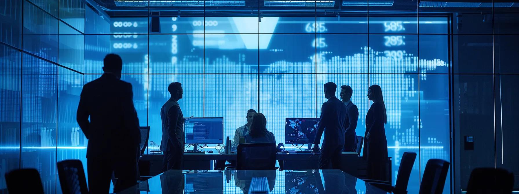 a dynamic and engaging office setting featuring a diverse team collaborating around a high-tech digital display showcasing energy marketing strategies, illuminated by sleek artificial lighting. a dynamic and engaging office setting featuring a diverse team collaborating around a high-tech digital display showcasing energy marketing strategies, illuminated by sleek artificial lighting.