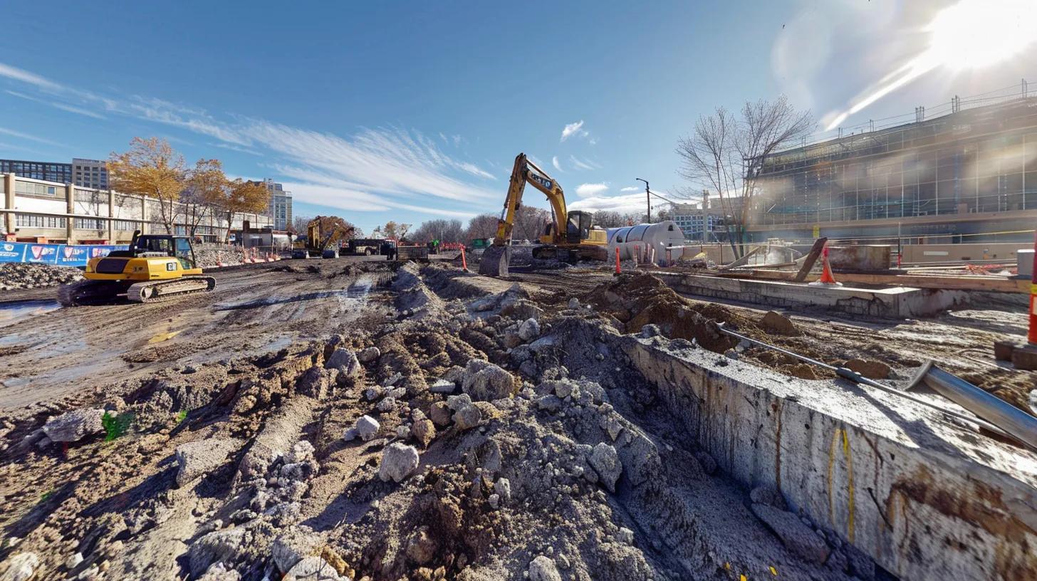 a dynamic and powerful scene of professional concrete removal in action at a light commercial site, showcasing heavy machinery efficiently demolishing robust concrete structures under bright, clear blue skies, emphasizing the theme of progress and efficiency in construction. a dynamic and powerful scene of professional concrete removal in action at a light commercial site, showcasing heavy machinery efficiently demolishing robust concrete structures under bright, clear blue skies, emphasizing the theme of progress and efficiency in construction.