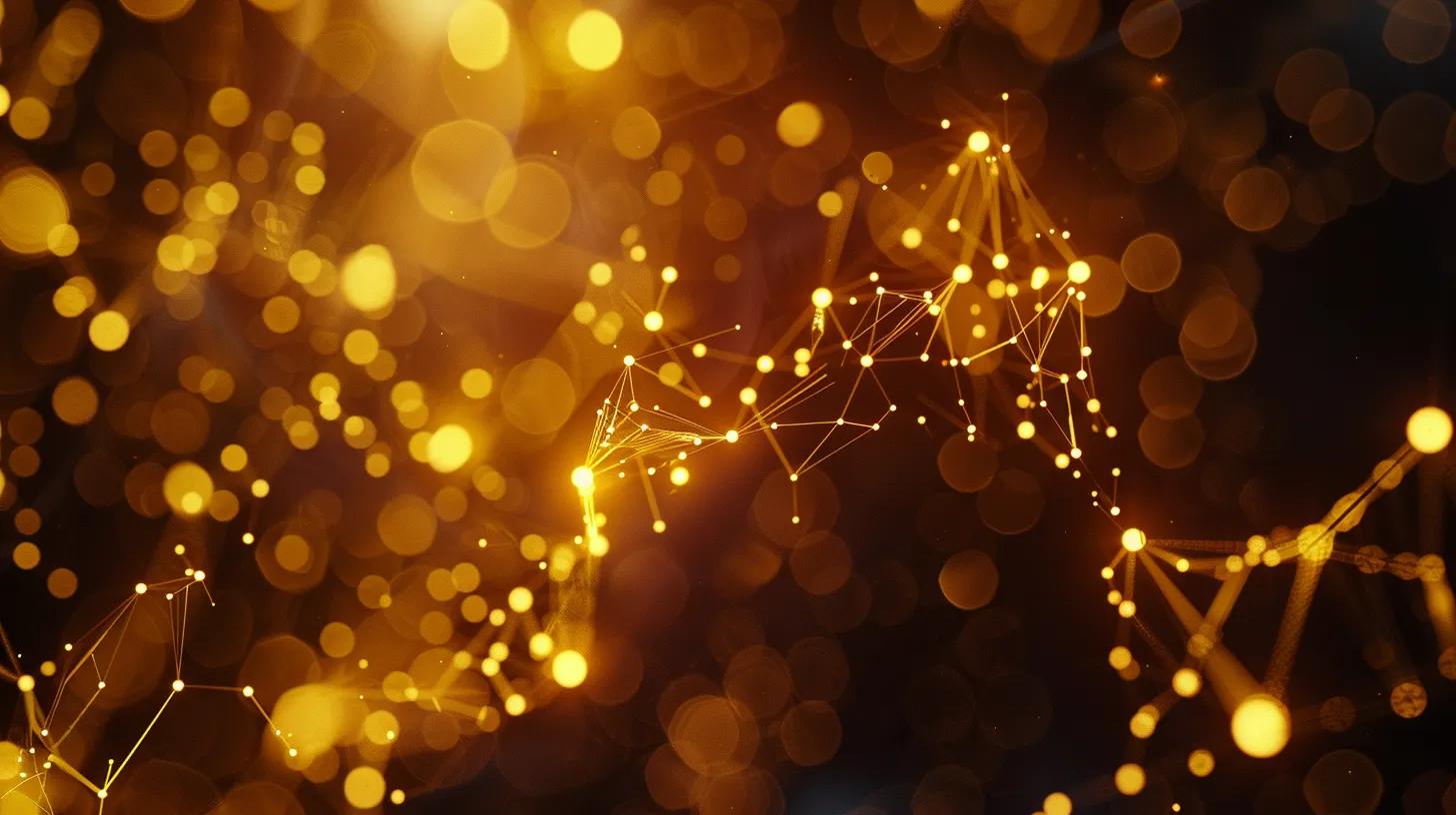 a dynamic and vibrant close-up of an abstract molecular structure representing bioactive peptides, illuminated with soft golden light to convey the theme of nutritional health and scientific discovery.