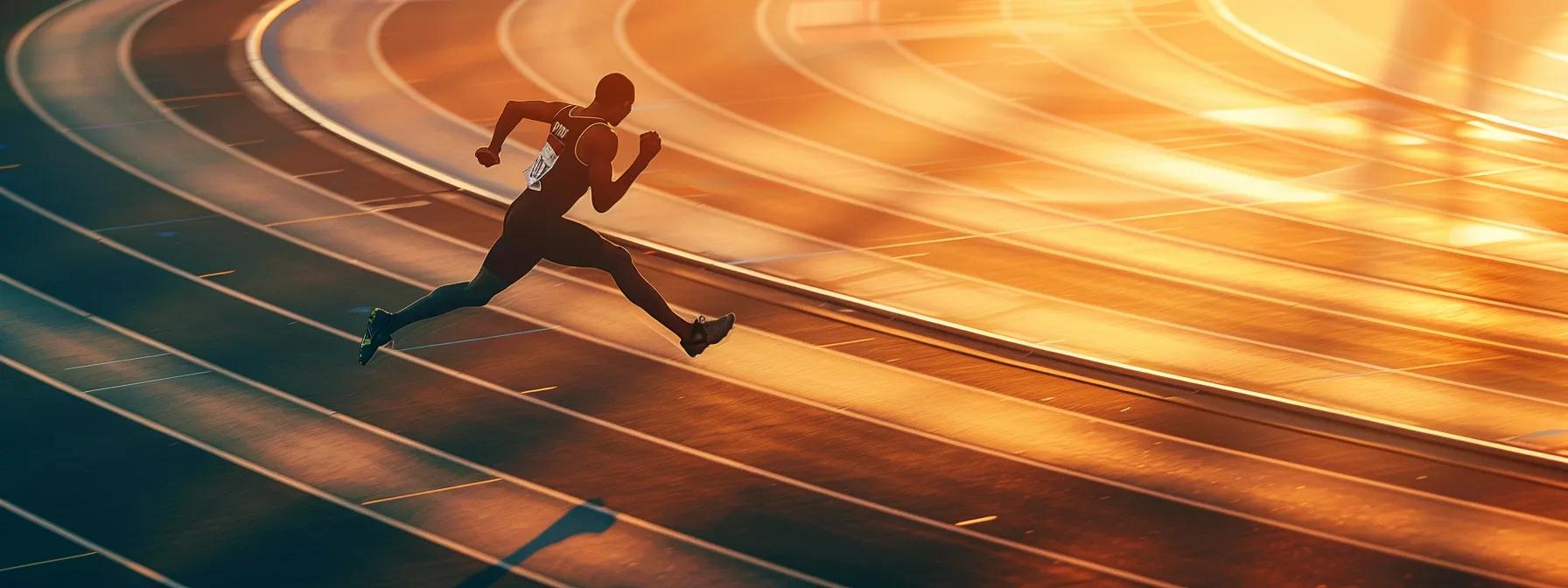 a dynamic athlete in motion, captured mid-stride on a sunlit track, surrounded by vibrant energy and hydration elements that symbolize optimal performance and the effective use of bulk electrolytes.