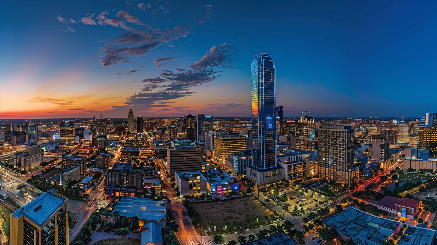 a dynamic cityscape of oklahoma city at dusk, featuring vibrant networking events where professionals engage and exchange insights, illuminated by warm, welcoming lights that symbolize the pulse of strategy and collaboration in a competitive market.