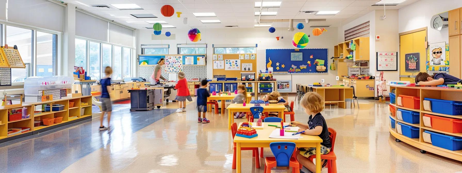 a dynamic classroom environment showcases children engaged in focused activities, skillfully manipulating colorful tools and materials that enhance their fine motor skills for handwriting, spotlighted by bright overhead lighting and vibrant decor. a dynamic classroom environment showcases children engaged in focused activities, skillfully manipulating colorful tools and materials that enhance their fine motor skills for handwriting, spotlighted by bright overhead lighting and vibrant decor.