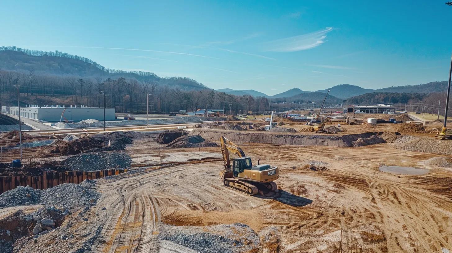 a dynamic construction site in knoxville showcases general contractors meticulously inspecting materials and implementing quality control measures under a clear blue sky, emphasizing a commitment to compliance and collaboration. a dynamic construction site in knoxville showcases general contractors meticulously inspecting materials and implementing quality control measures under a clear blue sky, emphasizing a commitment to compliance and collaboration.