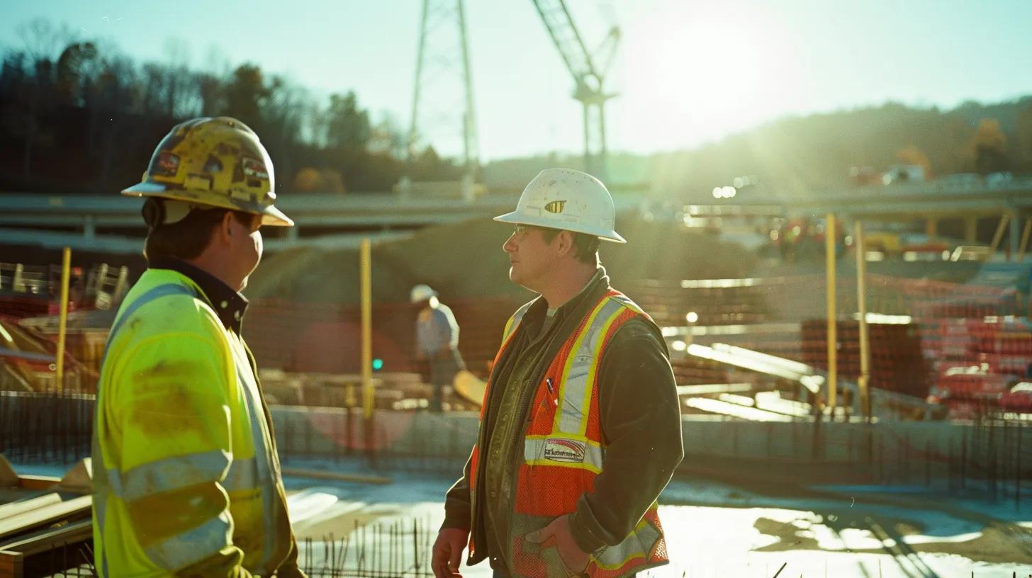 a dynamic construction site in knoxville showcases licensed commercial contractors engaged in collaborative discussions under bright sunlight, highlighting the essence of teamwork and effective communication for successful project outcomes. a dynamic construction site in knoxville showcases licensed commercial contractors engaged in collaborative discussions under bright sunlight, highlighting the essence of teamwork and effective communication for successful project outcomes.