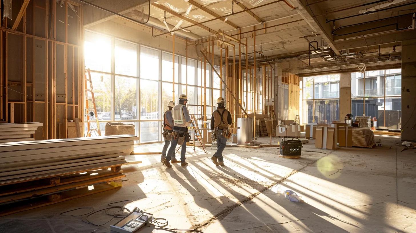 a dynamic construction site showcases a diverse team of professionals collaborating efficiently around a digital project timeline, bathed in bright natural light, symbolizing the seamless communication and organization vital for successful home building. a dynamic construction site showcases a diverse team of professionals collaborating efficiently around a digital project timeline, bathed in bright natural light, symbolizing the seamless communication and organization vital for successful home building.