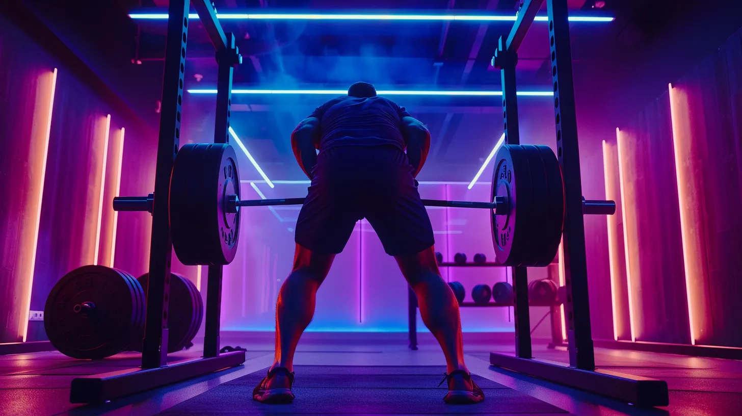 a dynamic fitness studio scene featuring an intense weightlifting session with muscular individuals showcasing their strength, surrounded by modern gym equipment and vibrant lighting that highlights their physicality, symbolising the essence of maximum muscle growth.