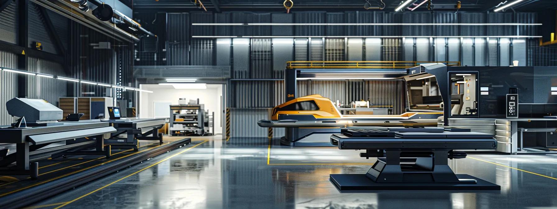 a dynamic, industrial workshop scene showcases advanced sheet metal fabrication machinery in action, with a backdrop of organized workstations highlighting both automated production lines and customized prototypes, reflecting the contrasting efficiencies of chinese and local manufacturing processes.