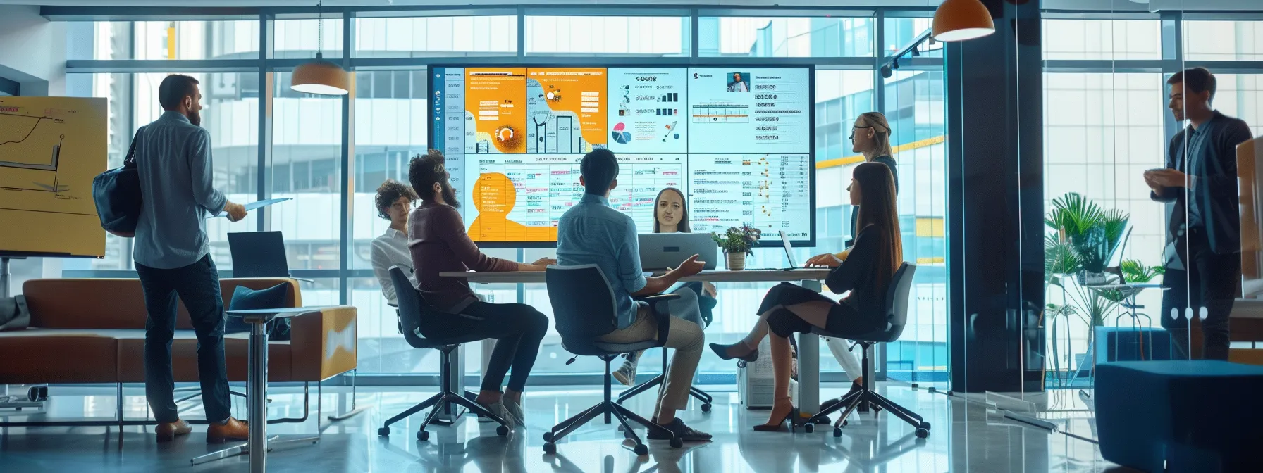a dynamic office scene showcases a focused team engaged in a lively brainstorming session, surrounded by digital displays of performance reports and teamwork strategies, illustrating the collaborative efforts to enhance wordpress support services for business growth. a dynamic office scene showcases a focused team engaged in a lively brainstorming session, surrounded by digital displays of performance reports and teamwork strategies, illustrating the collaborative efforts to enhance wordpress support services for business growth.