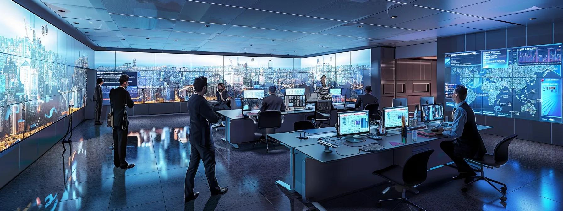 a dynamic office setting features a collaborative team of professionals engaged in a strategic meeting, surrounded by digital screens displaying market trends and competitive analysis, highlighting their focus on innovative paving solutions and industry advancements. a dynamic office setting features a collaborative team of professionals engaged in a strategic meeting, surrounded by digital screens displaying market trends and competitive analysis, highlighting their focus on innovative paving solutions and industry advancements.