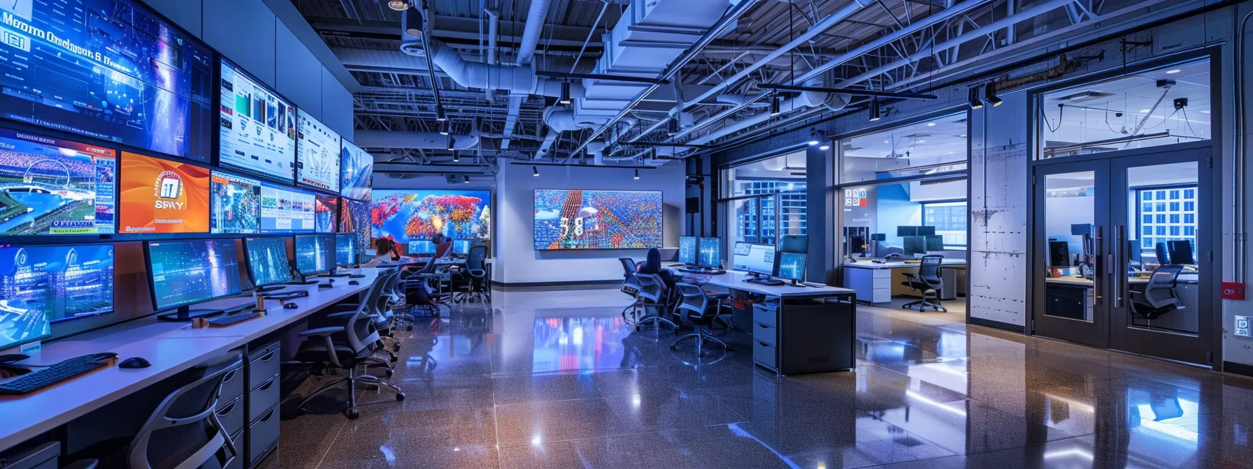 a dynamic office setting showcases a diverse team analyzing digital marketing analytics on multiple screens, highlighting strategies for increasing revenue and enhancing online presence through affiliate marketing. a dynamic office setting showcases a diverse team analyzing digital marketing analytics on multiple screens, highlighting strategies for increasing revenue and enhancing online presence through affiliate marketing.