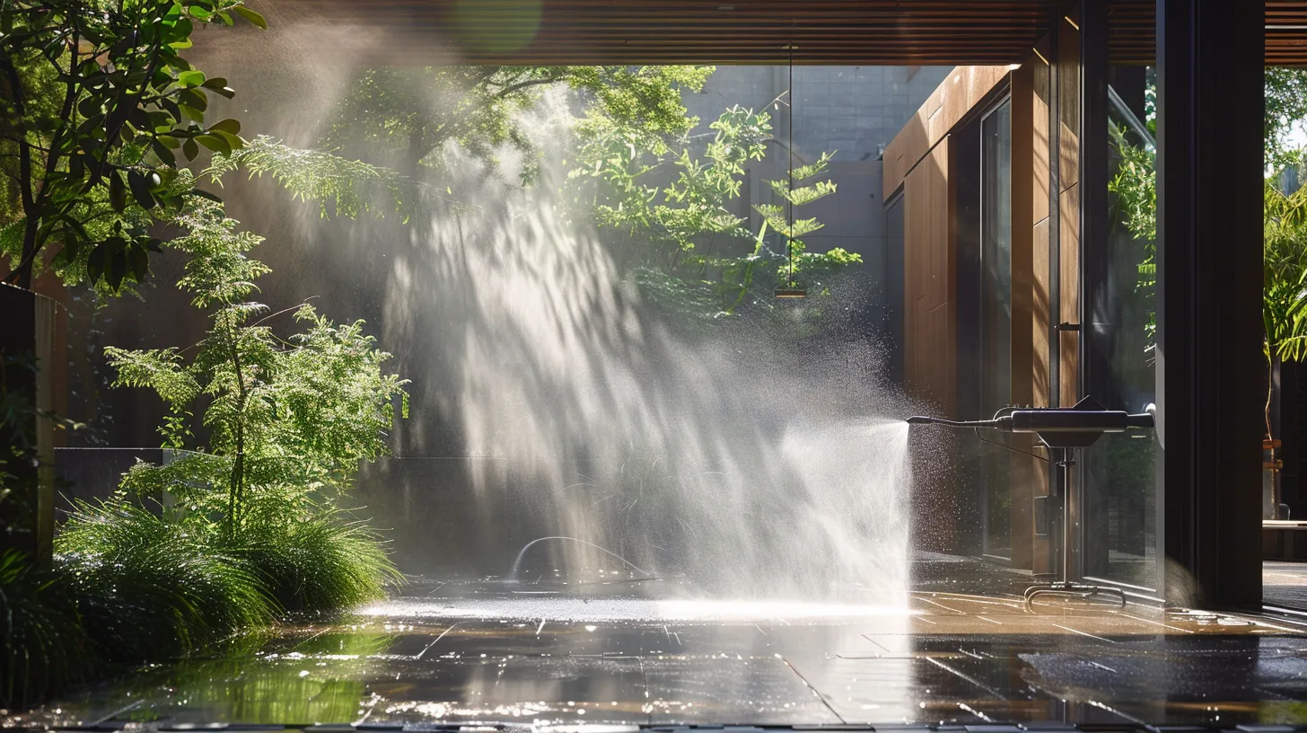 a dynamic scene capturing a powerful pressure washer in action, efficiently blasting away dirt from the sleek exterior of a modern house, showcasing the contrast between the pristine cleaning effect and the grime being removed. a dynamic scene capturing a powerful pressure washer in action, efficiently blasting away dirt from the sleek exterior of a modern house, showcasing the contrast between the pristine cleaning effect and the grime being removed.