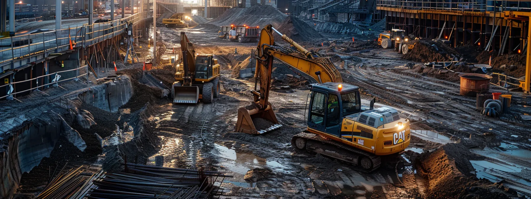 a dynamic urban construction site in pittsburgh showcases heavy machinery, including loaders and advanced lidar technology, actively engaged in meticulous site preparation, emphasizing the critical role of thorough assessment and clearing for successful project execution.