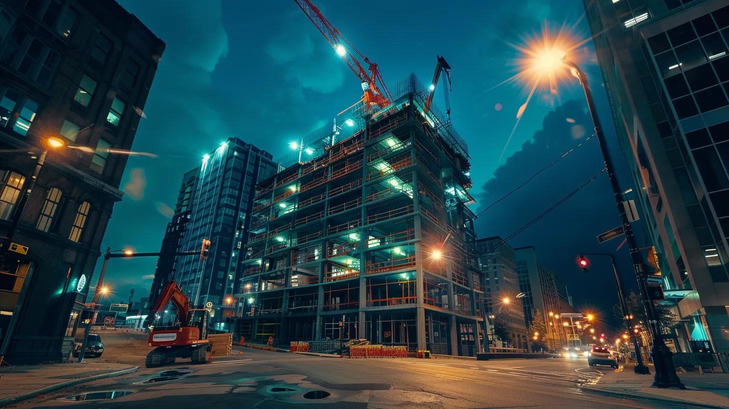 a dynamic urban construction site in knoxville, tn, bustling with skilled professionals collaborating amidst cranes and equipment, highlighting innovative building techniques and community-focused projects. a dynamic urban construction site in knoxville, tn, bustling with skilled professionals collaborating amidst cranes and equipment, highlighting innovative building techniques and community-focused projects.