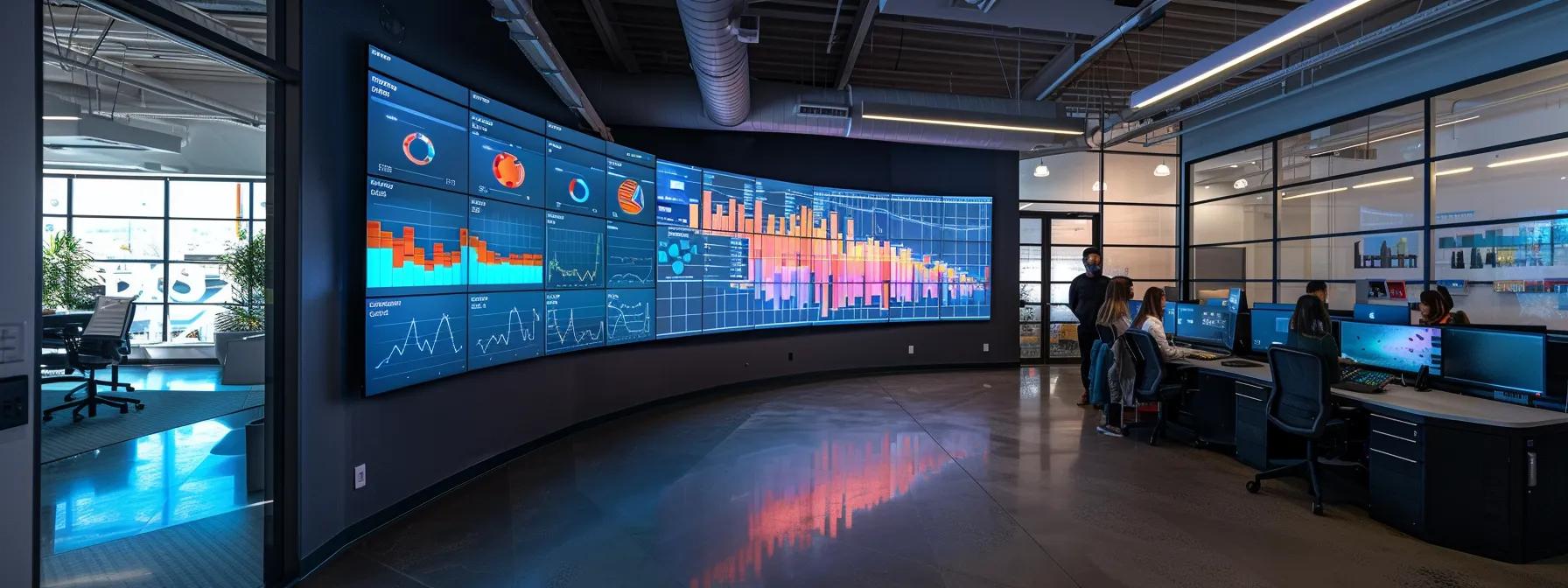 a dynamic urban office setting showcases a diverse team collaborating over digital marketing strategies, highlighted by a large screen displaying vibrant seo graphs and data analytics, symbolizing the impact of optimized web performance on driving qualified traffic and visibility. a dynamic urban office setting showcases a diverse team collaborating over digital marketing strategies, highlighted by a large screen displaying vibrant seo graphs and data analytics, symbolizing the impact of optimized web performance on driving qualified traffic and visibility.