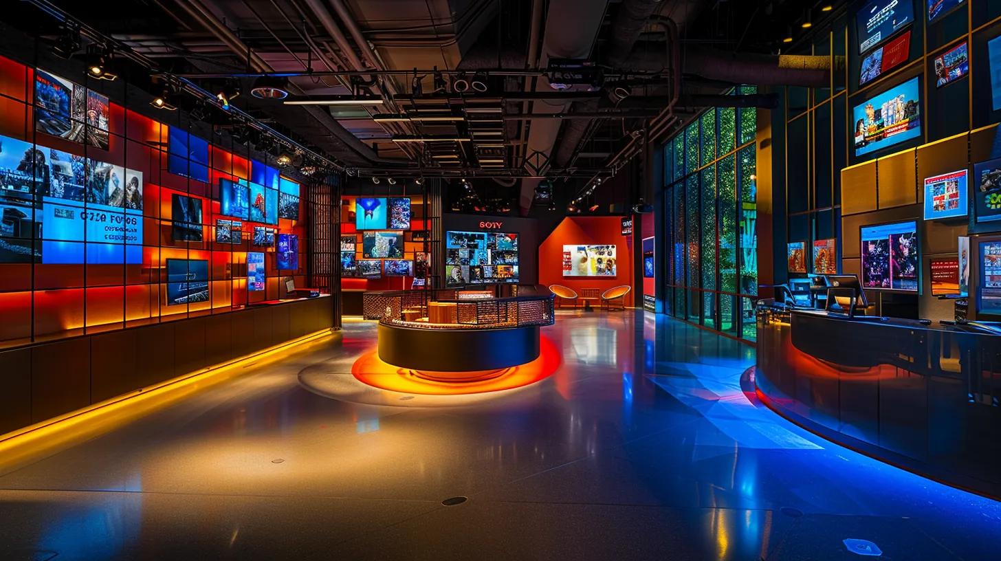 a dynamic video editing studio, filled with vibrant screens showcasing iconic storytelling moments, illuminated by soft, focused lighting that enhances the atmosphere of creativity and inspiration. a dynamic video editing studio, filled with vibrant screens showcasing iconic storytelling moments, illuminated by soft, focused lighting that enhances the atmosphere of creativity and inspiration.