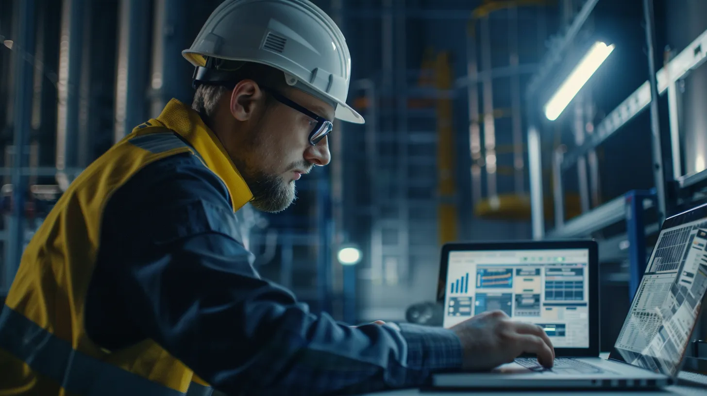 a dynamic visual of a contractor using advanced project management software on a sleek laptop, surrounded by digital financial charts and graphs, highlighting the integration of technology in effective budget management. a dynamic visual of a contractor using advanced project management software on a sleek laptop, surrounded by digital financial charts and graphs, highlighting the integration of technology in effective budget management.