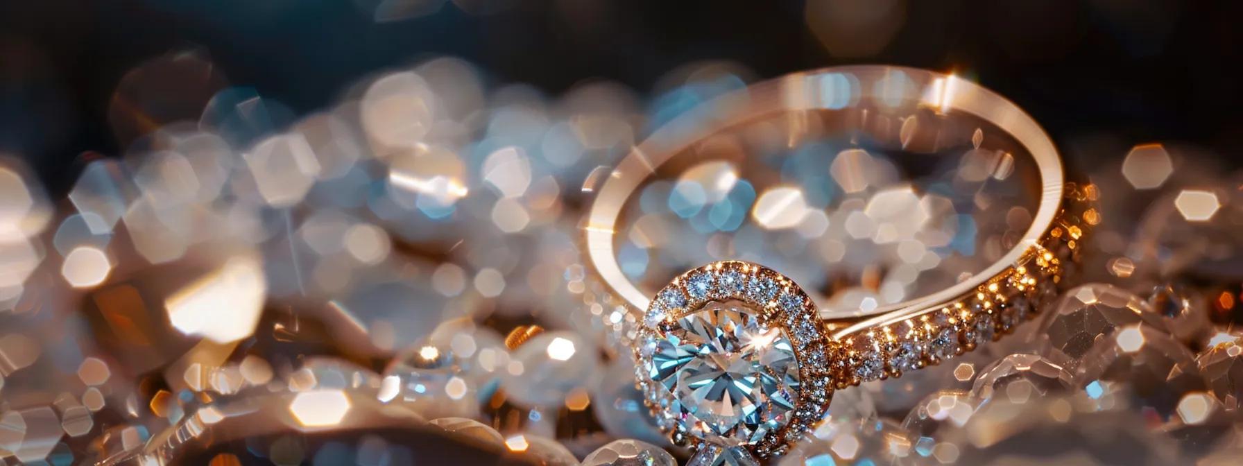 a elegantly arranged jewelry display in a sophisticated las vegas boutique showcases a stunning engagement ring, illuminated by soft, focused lighting that highlights its brilliance and reflects a sense of luxury and thoughtful decision-making. a elegantly arranged jewelry display in a sophisticated las vegas boutique showcases a stunning engagement ring, illuminated by soft, focused lighting that highlights its brilliance and reflects a sense of luxury and thoughtful decision-making.