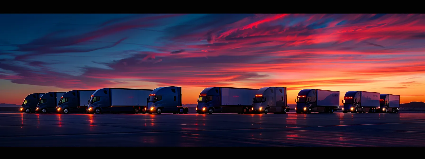 a fleet of gleaming refrigerated trucks stands ready under the vibrant twilight sky, their sleek designs reflecting the cool colors of the setting sun, symbolizing efficient and reliable temperature-controlled transport. a fleet of gleaming refrigerated trucks stands ready under the vibrant twilight sky, their sleek designs reflecting the cool colors of the setting sun, symbolizing efficient and reliable temperature-controlled transport.