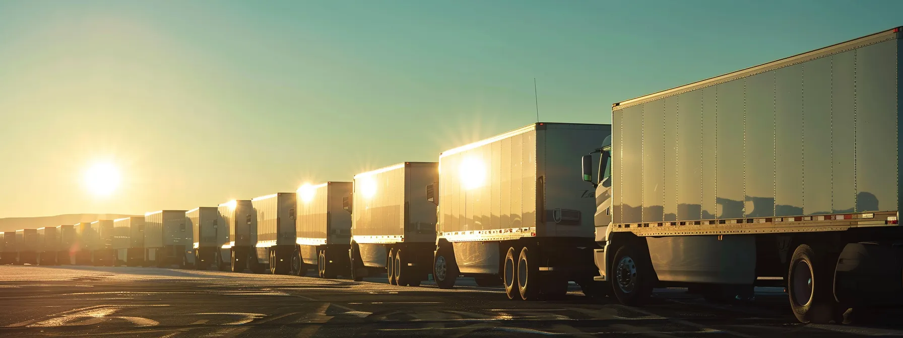 a fleet of sleek, modern refrigerated trucks glistens under the bright afternoon sun, showcasing their innovative cooling technology against a clear blue sky. a fleet of sleek, modern refrigerated trucks glistens under the bright afternoon sun, showcasing their innovative cooling technology against a clear blue sky.