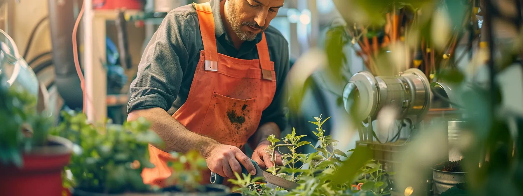 a focused indoor workshop showcases an expert pruning young trees with precision tools, surrounded by neatly organized gardening equipment, emphasizing the importance of foundational care for healthy tree growth. a focused indoor workshop showcases an expert pruning young trees with precision tools, surrounded by neatly organized gardening equipment, emphasizing the importance of foundational care for healthy tree growth.