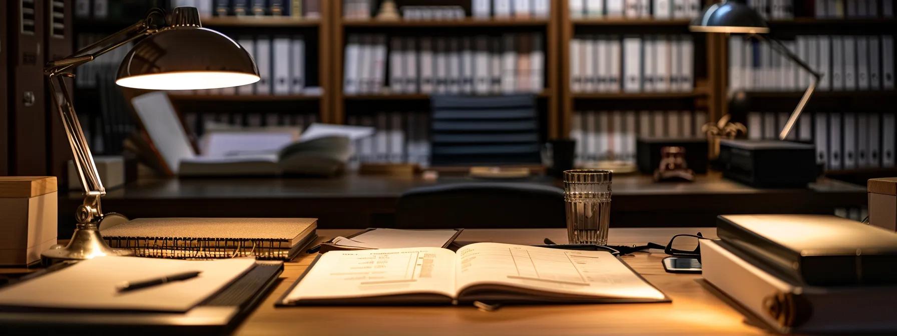 a focused office environment showcases a well-organized desk with an open notary fee schedule prominently displayed, illuminated by soft, professional lighting to emphasize the importance of understanding notary service costs. a focused office environment showcases a well-organized desk with an open notary fee schedule prominently displayed, illuminated by soft, professional lighting to emphasize the importance of understanding notary service costs.