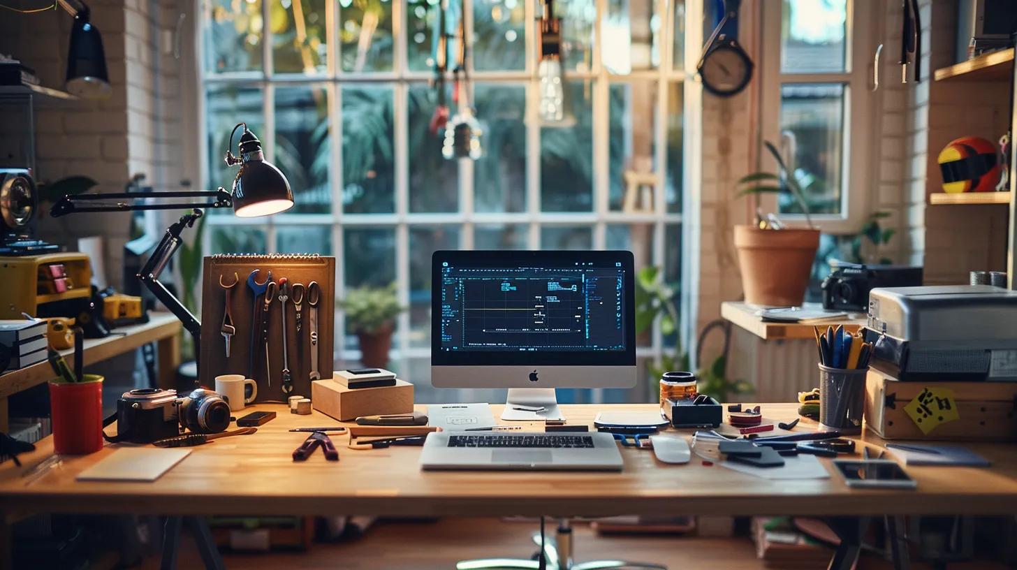 a focused office setting features a modern desk with tools and a laptop, conveying a strategic decision-making moment as a professional evaluates both diy repair options and professional services. a focused office setting features a modern desk with tools and a laptop, conveying a strategic decision-making moment as a professional evaluates both diy repair options and professional services.