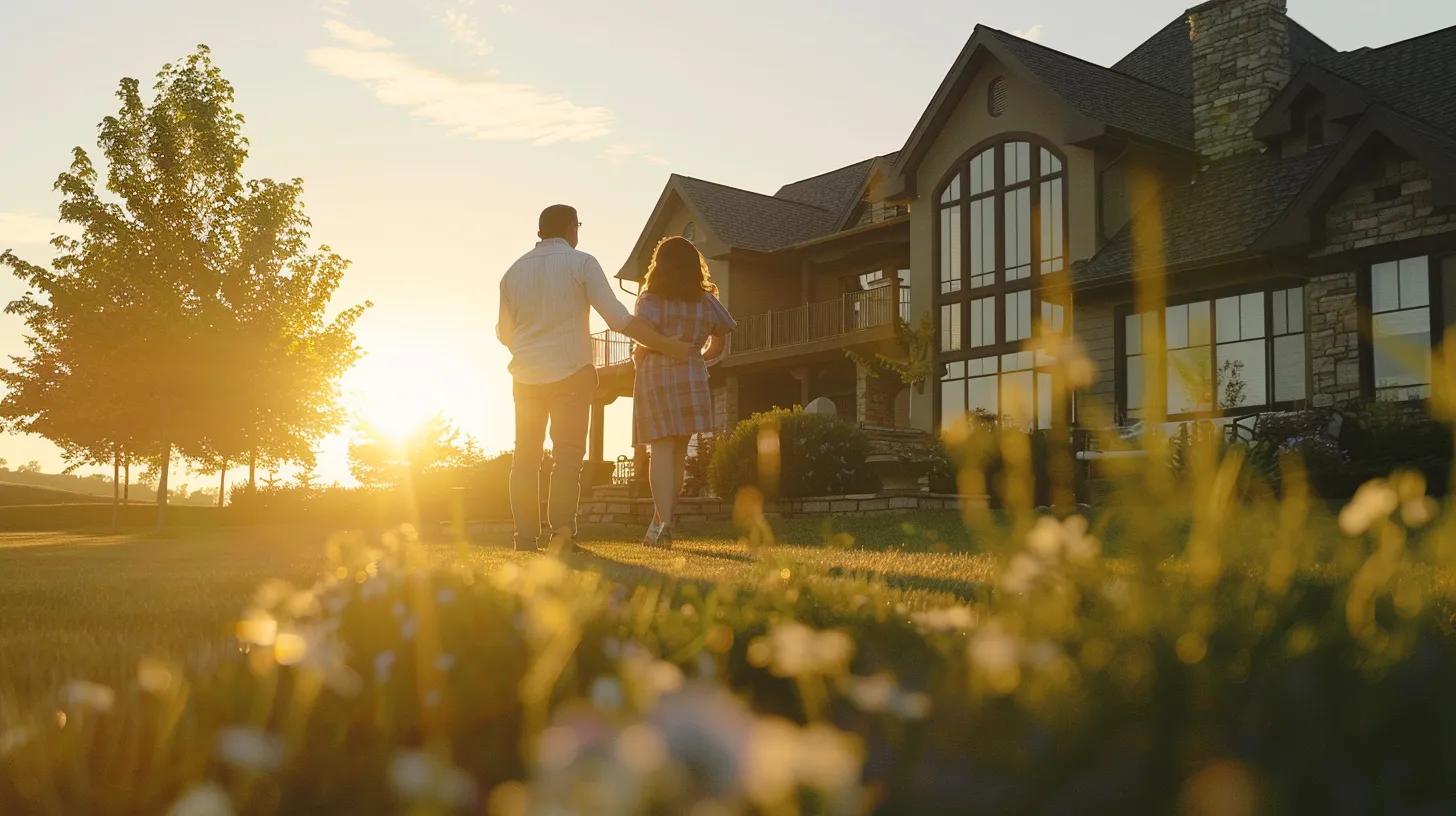 a focused scene capturing a confident homeowner and a qualified inspector discussing detailed reports amidst a beautifully framed custom home under a radiant golden hour light, symbolizing the importance of informed decision-making in homebuilding. a focused scene capturing a confident homeowner and a qualified inspector discussing detailed reports amidst a beautifully framed custom home under a radiant golden hour light, symbolizing the importance of informed decision-making in homebuilding.