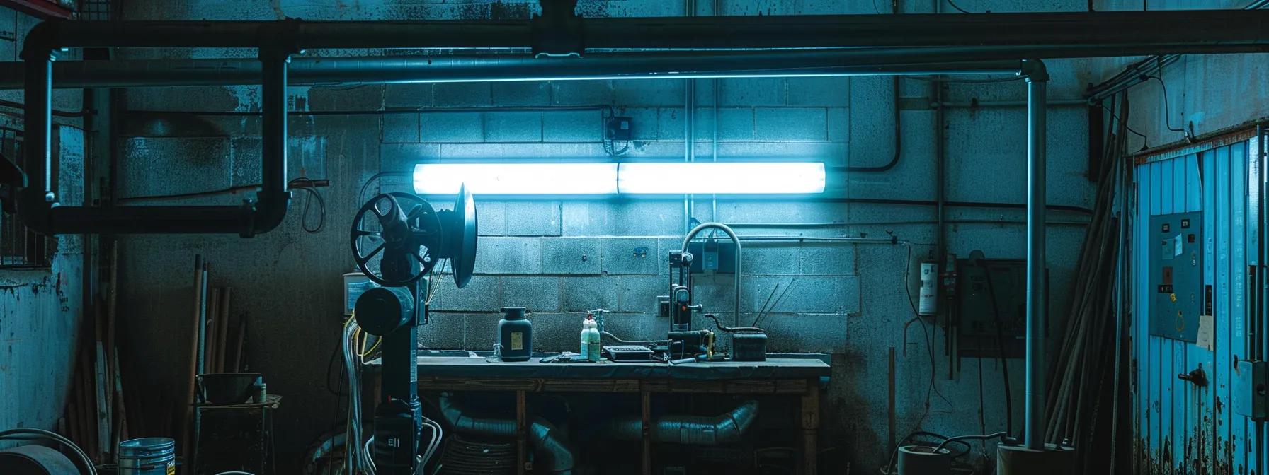a focused urban plumbing workshop showcases a technician intently conducting a video camera inspection of pipes, illuminated by bright overhead lights that emphasize the precision of modern plumbing technology in action. a focused urban plumbing workshop showcases a technician intently conducting a video camera inspection of pipes, illuminated by bright overhead lights that emphasize the precision of modern plumbing technology in action.