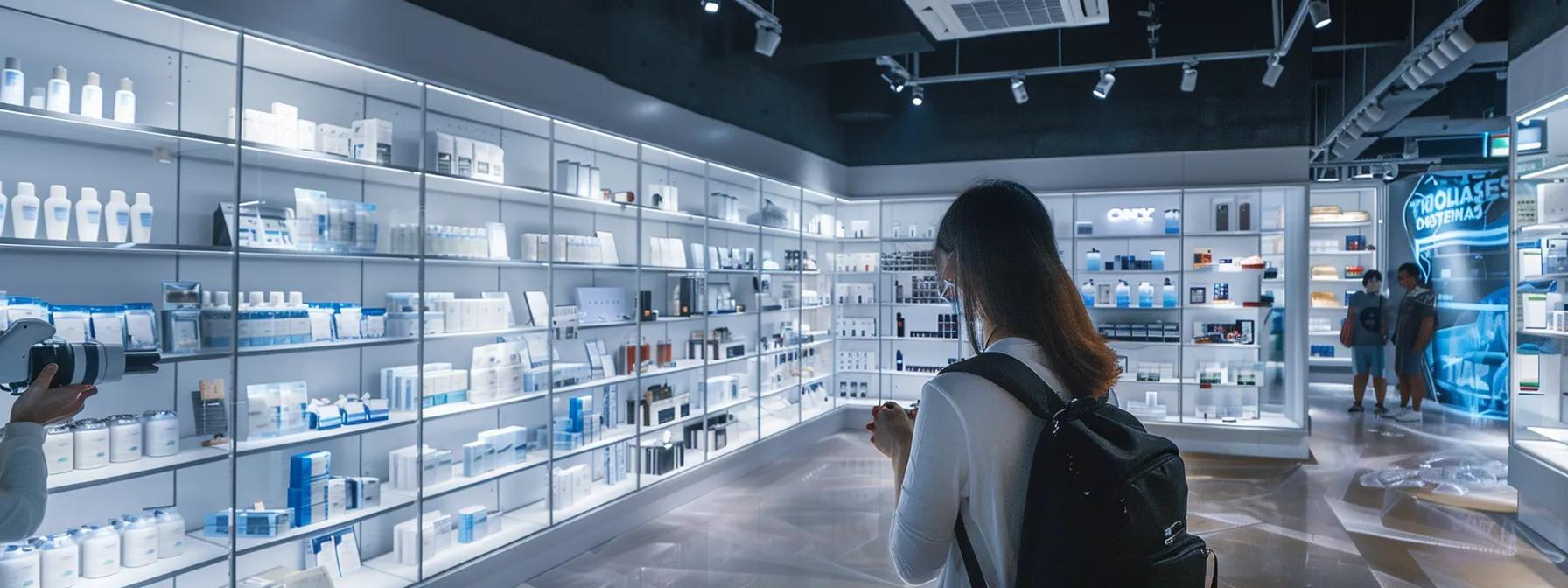 a futuristic retail environment showcases sleek rfid-enabled shelves displaying intricately tagged products, with digital screens illustrating real-time inventory data and ai integration enhancing the shopping experience for modern consumers. a futuristic retail environment showcases sleek rfid-enabled shelves displaying intricately tagged products, with digital screens illustrating real-time inventory data and ai integration enhancing the shopping experience for modern consumers.
