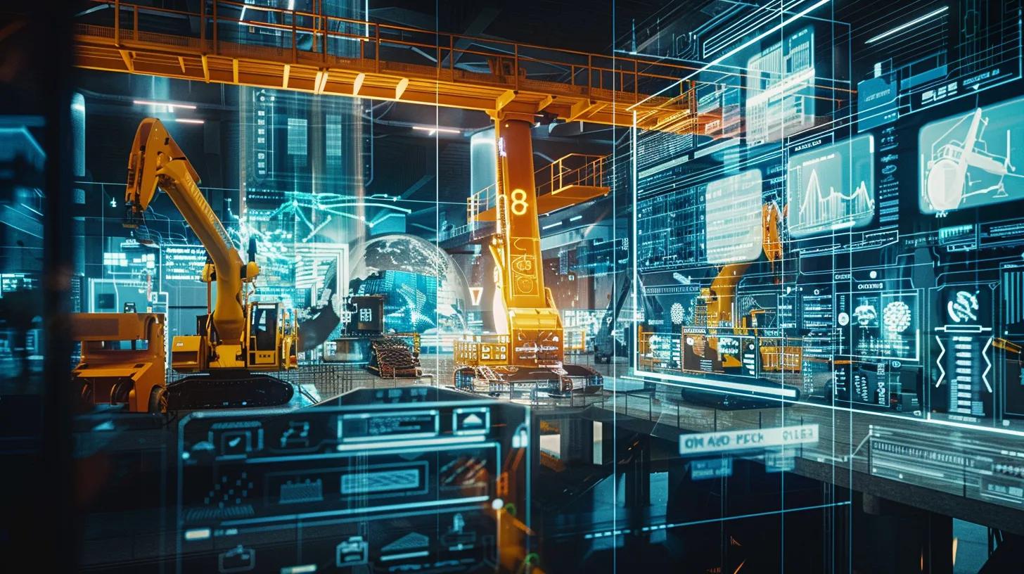 a futuristic urban construction site in knoxville showcases advanced robotic machinery and modular building components, with digital screens displaying real-time project management data, creating a vivid illustration of cutting-edge technological advancements transforming the commercial construction landscape. a futuristic urban construction site in knoxville showcases advanced robotic machinery and modular building components, with digital screens displaying real-time project management data, creating a vivid illustration of cutting-edge technological advancements transforming the commercial construction landscape.