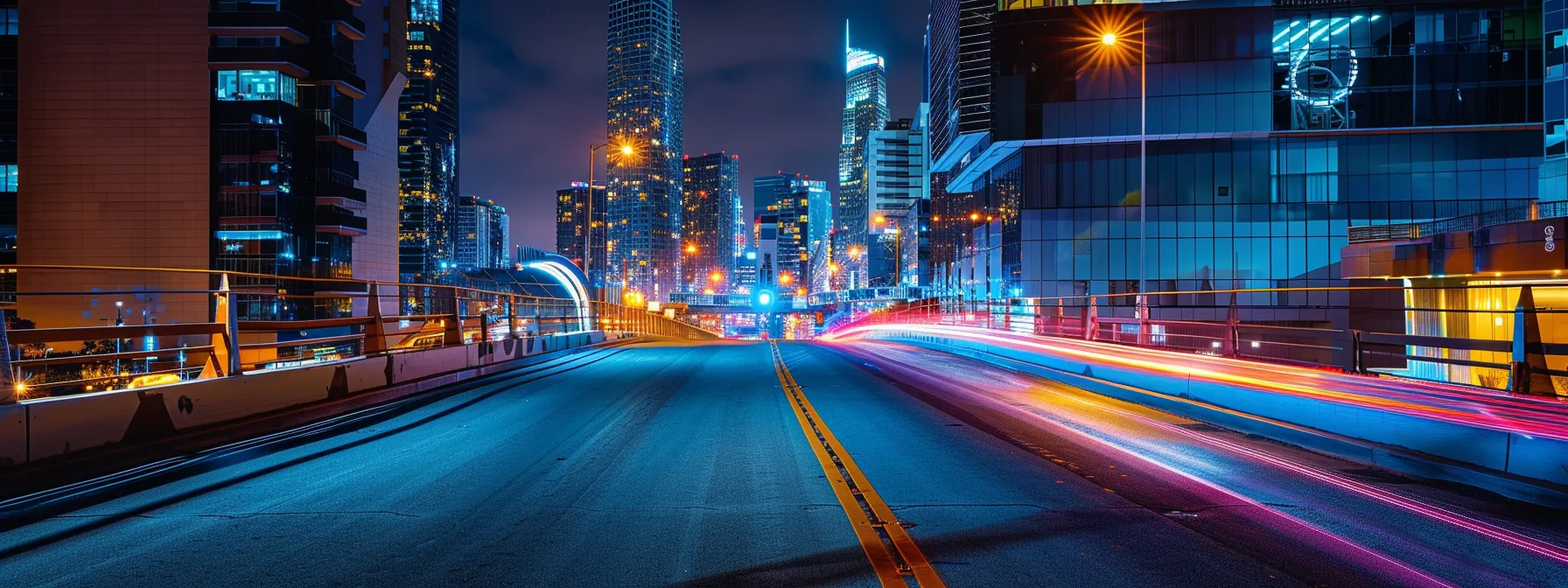 a futuristic urban landscape in san diego showcases advanced asphalt paving technology with sleek, smart road surfaces, illuminated by integrated led lights, while construction crews utilize cutting-edge equipment for enhanced durability and real-time monitoring within a vibrant city atmosphere.