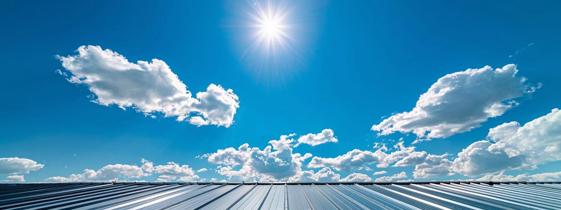 a gleaming commercial roof beneath a brilliant blue sky, showcasing the transformative effects of pressure washing with vivid contrasts between the freshly cleaned surfaces and their previous weathered state. a gleaming commercial roof beneath a brilliant blue sky, showcasing the transformative effects of pressure washing with vivid contrasts between the freshly cleaned surfaces and their previous weathered state.