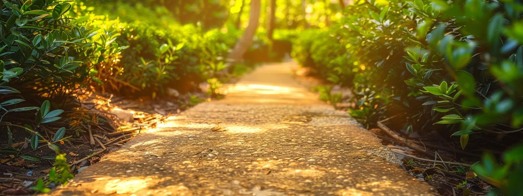 a gleaming, freshly washed pathway shines under sunlight, surrounded by vibrant greenery, showcasing the transformative effects of professional sanitization and stain removal services. a gleaming, freshly washed pathway shines under sunlight, surrounded by vibrant greenery, showcasing the transformative effects of professional sanitization and stain removal services.