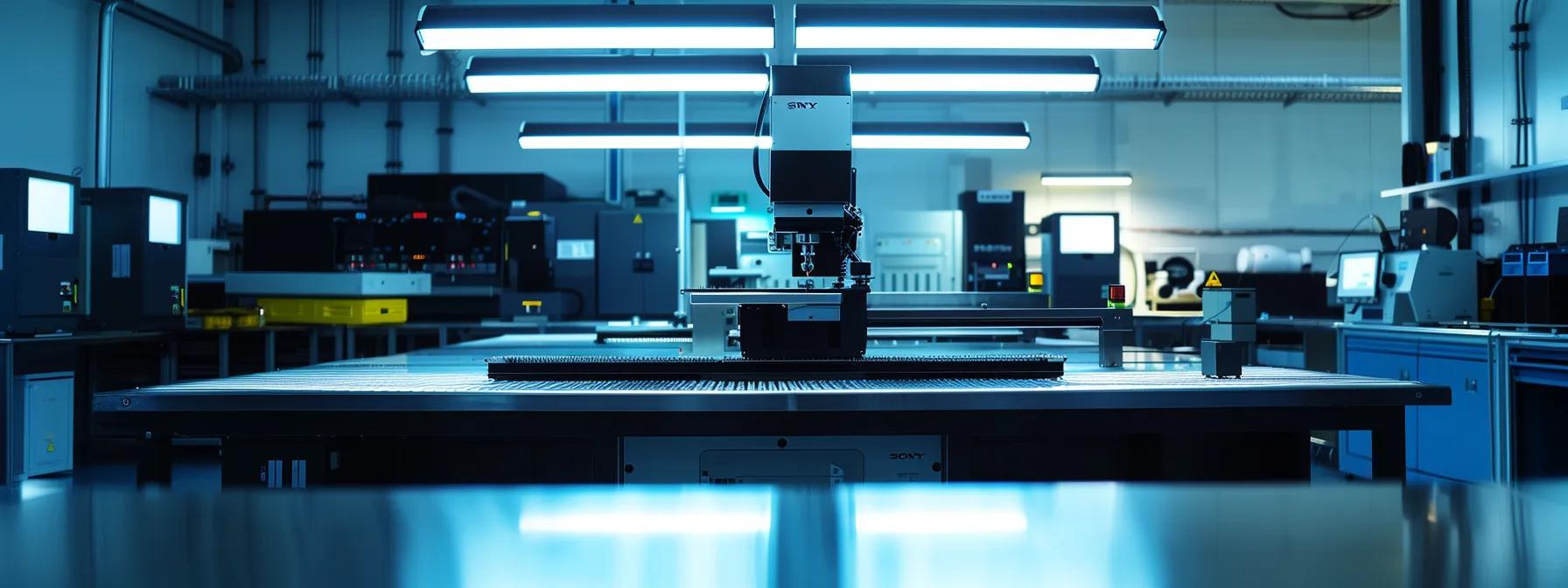 a high-tech inspection station in a modern manufacturing facility showcases a precise 3d scanning system and a coordinate measuring machine, illuminating meticulously crafted injection molded parts on a sleek, stainless-steel table, all under bright, focused overhead lights.
