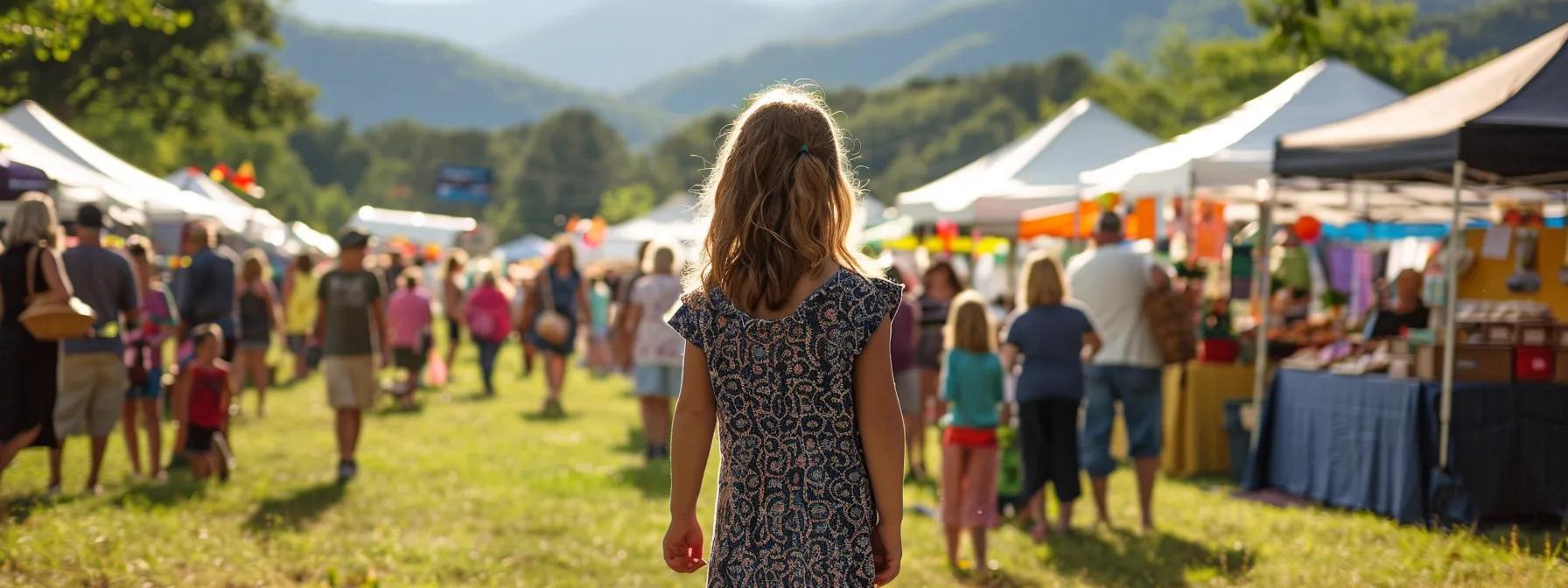 a lively community festival unfolds in a bustling blue ridge park, where families immerse themselves in artisan crafts, vibrant performances, and the enticing aromas of fresh peach pies and local craft beers, all under a colorful array of tents and banners celebrating appalachian culture. a lively community festival unfolds in a bustling blue ridge park, where families immerse themselves in artisan crafts, vibrant performances, and the enticing aromas of fresh peach pies and local craft beers, all under a colorful array of tents and banners celebrating appalachian culture.