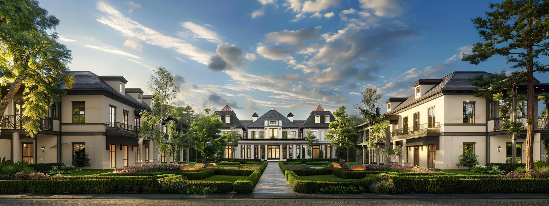 a luxurious belle meade real estate showcase features a stunning plantation-era estate alongside sleek modern ranch-style homes and elegant gated condominiums, all set against a polished urban backdrop that emphasizes the diverse property styles available to discerning buyers. a luxurious belle meade real estate showcase features a stunning plantation-era estate alongside sleek modern ranch-style homes and elegant gated condominiums, all set against a polished urban backdrop that emphasizes the diverse property styles available to discerning buyers.