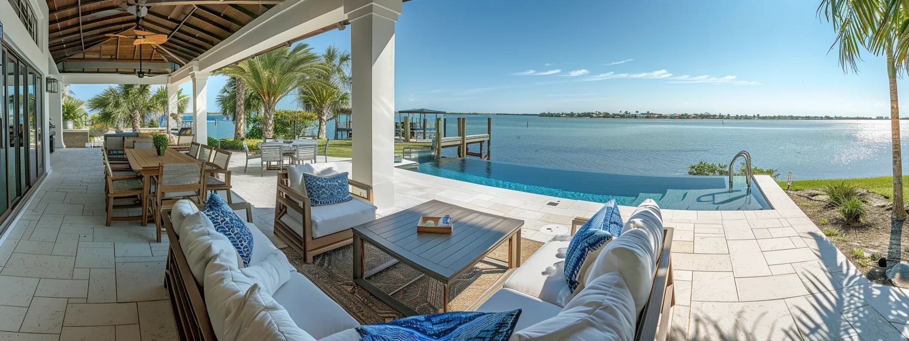 a luxurious coastal airbnb property featuring bright, modern interiors with meticulous hotel-quality details and stylish outdoor seating, exuding a tranquil holiday ambiance perfect for upscale marketing campaigns.