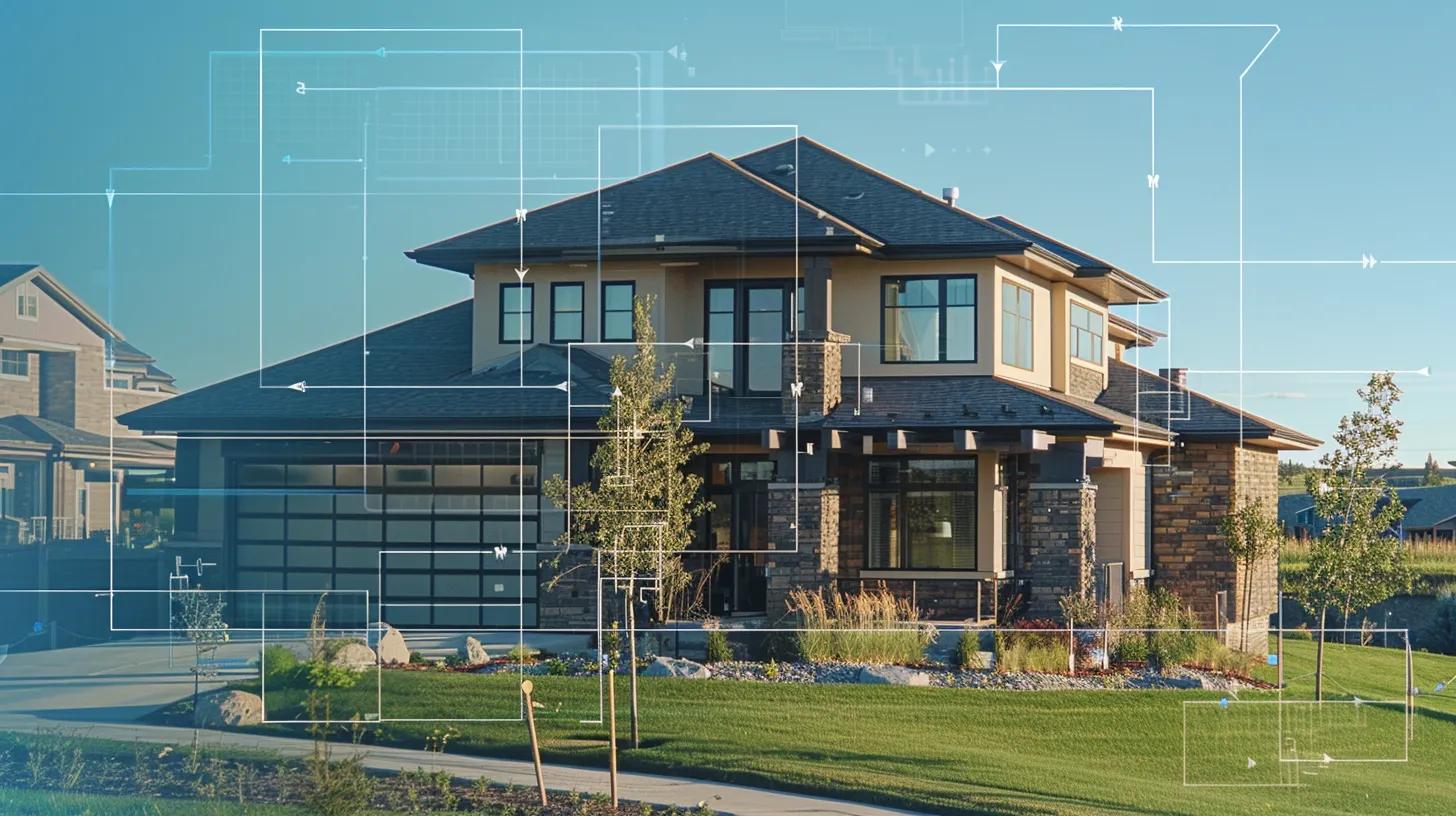 a luxurious custom home stands prominently against a clear blue sky, showcasing its elegant architecture and rich materials, while a detailed infographic subtly overlays the image, clarifying common myths about base price with vibrant visuals and informative charts. a luxurious custom home stands prominently against a clear blue sky, showcasing its elegant architecture and rich materials, while a detailed infographic subtly overlays the image, clarifying common myths about base price with vibrant visuals and informative charts.