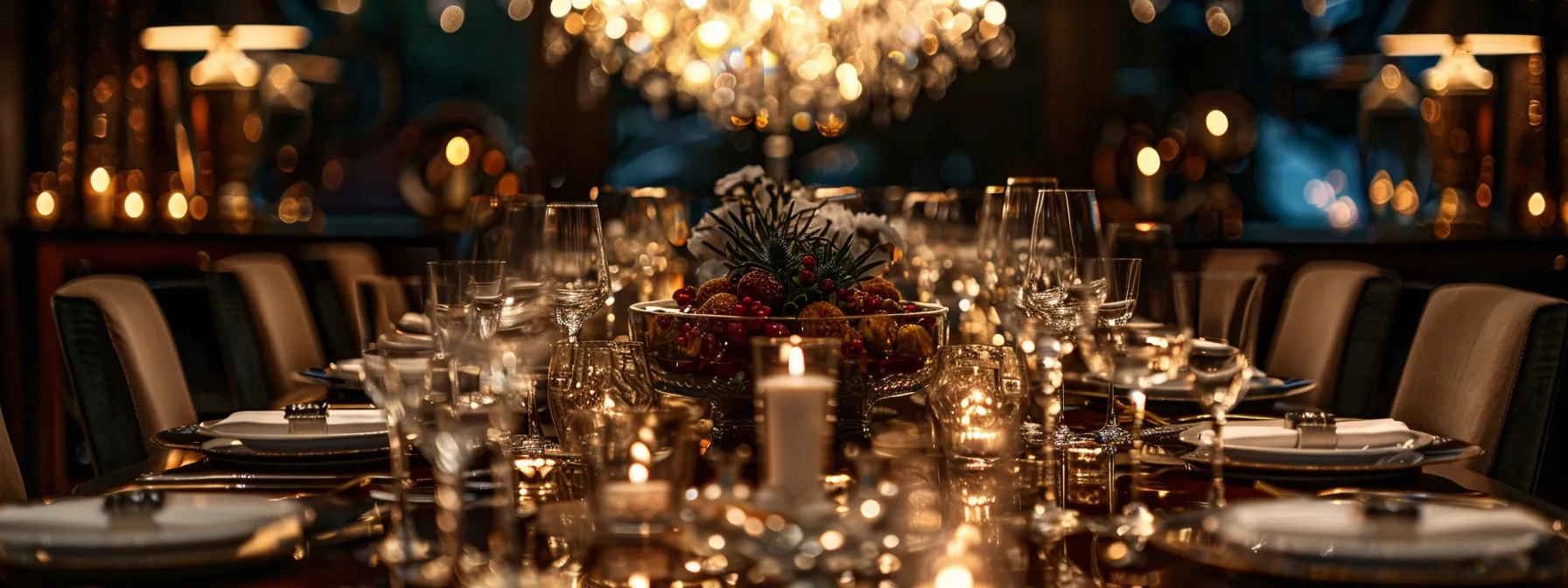 a luxurious dining table elegantly set with gourmet dishes and sparkling crystal drinkware, illuminated by warm, ambient lighting, conveying an atmosphere of celebration and indulgence in top credit card rewards. Top Rated Rewards Credit Cards for Savvy Shoppers