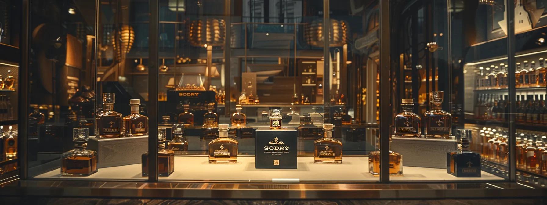 a luxurious display of premium tequila bottles, elegantly packaged in sophisticated boxes with intricate detailing, set against a stylish urban backdrop in london, highlighting the art of gift-giving.