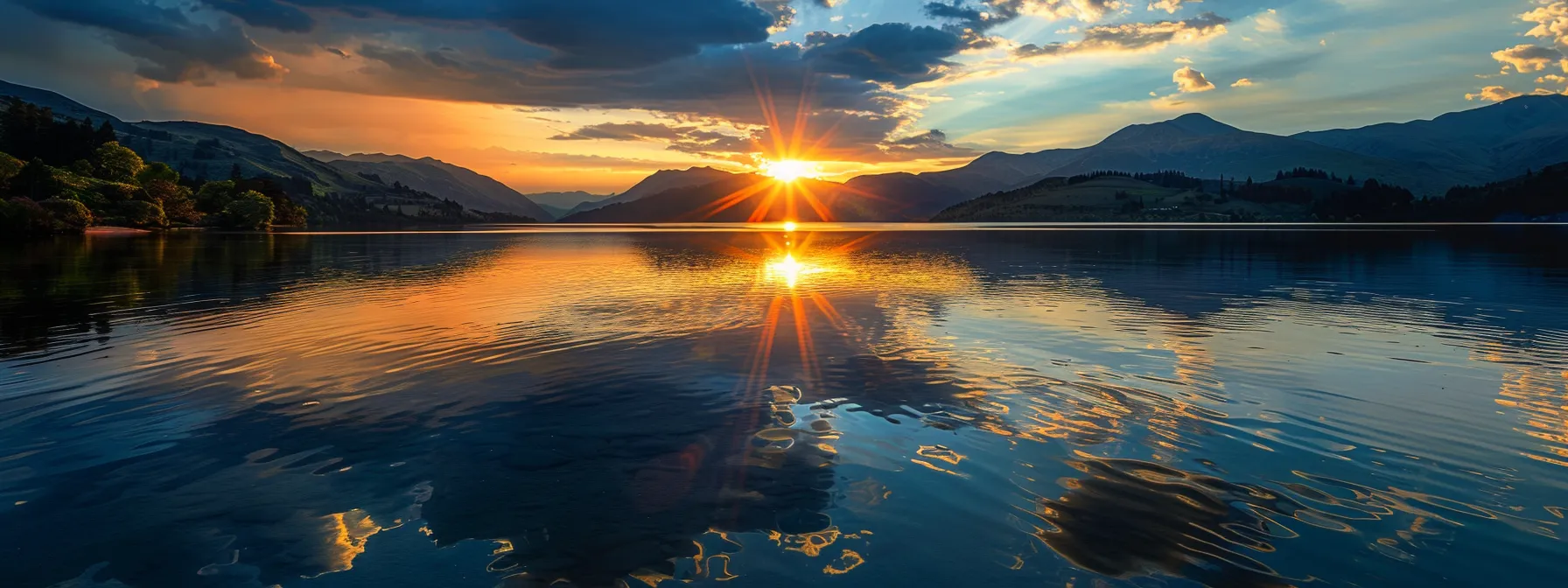 a majestic sunset casts a warm golden hue over a serene lake, reflecting vibrant skies and silhouetted mountains in the distance. a majestic sunset casts a warm golden hue over a serene lake, reflecting vibrant skies and silhouetted mountains in the distance.
