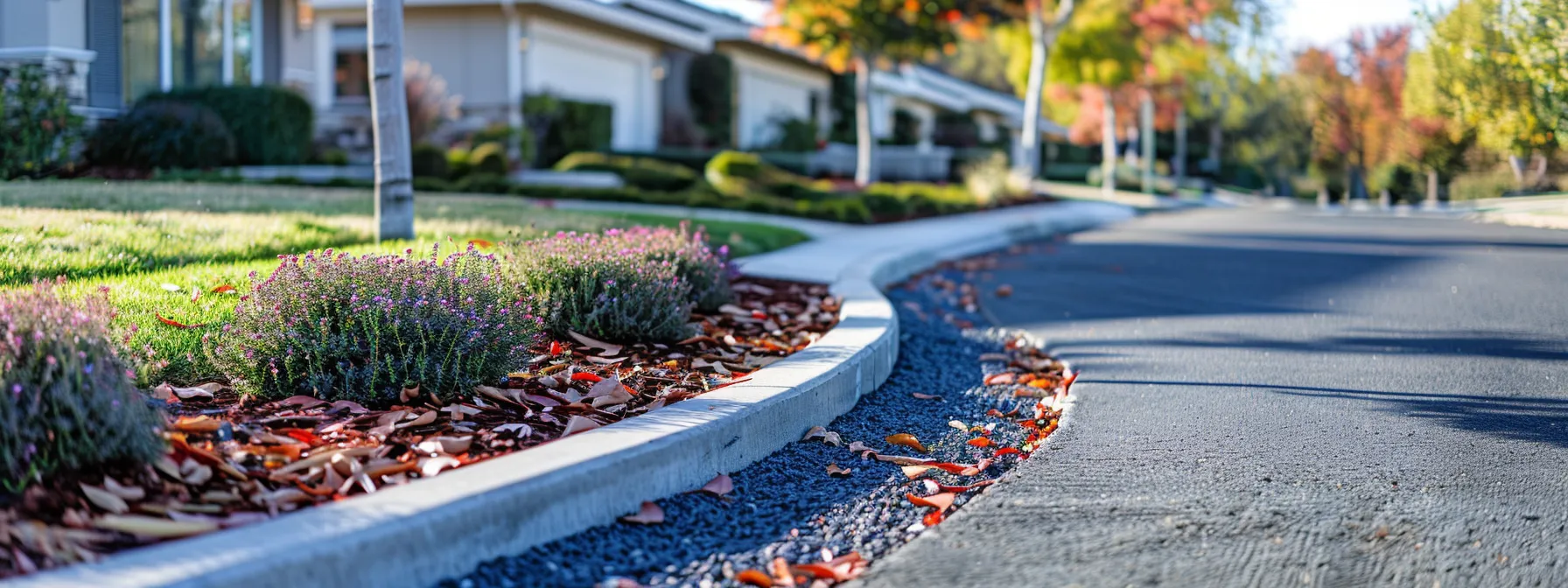 a meticulously constructed residential curb showcases a blend of modern materials and expert craftsmanship, set against a well-maintained suburban street in sacramento, highlighting the importance of quality installation and ongoing maintenance.