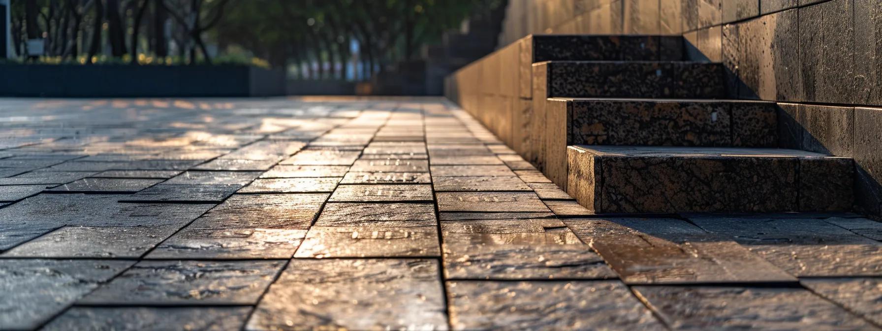 a meticulously designed retaining wall made of textured stone blocks stands prominently in a modern urban setting, showcasing a harmonious blend of stability and aesthetic appeal against a backdrop of contemporary architecture.